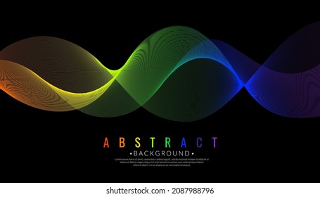 Regenbogen-Welle bunter Farbverlauf-heller Hintergrund. Abstrakter bunter Streifen. Banddesign-Bildschirmhintergrund für die Curve-Linie. Vektorgrafik.
