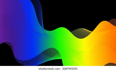 Fondo de la luz gradiente de color de la ola arcoiris. Fondo de pantalla de diseño del espectro de líneas de curva. Resumen de franja ondulada colorida. Ilustración vectorial.