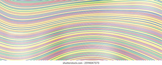 Rainbow wave effect Colourful pinstripe wave pattern background. 3d abstract lines in perspective background. EPS Vector illustration