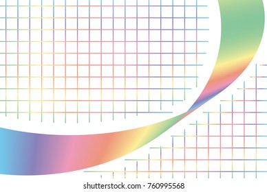 Rainbow wave and grid background