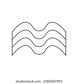 Rainbow wave icon.  illustration in outline style. 70s retro vector design.