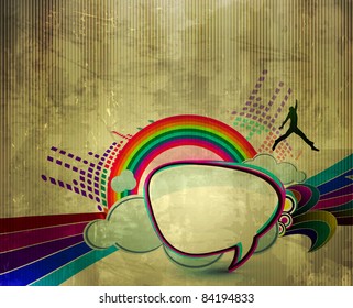 rainbow wave isolated on white happy man background.