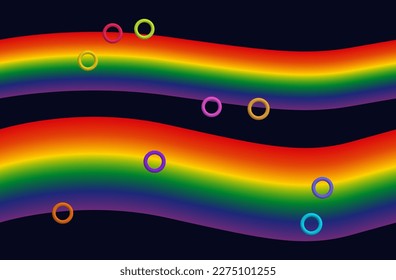 Rainbow wave lgbt, pride month. The concept of equality, tolerance and community.  Wavy abstract ribbon, LGBTQ flag. Colorful vector banner, holiday template. Social poster, free communication.