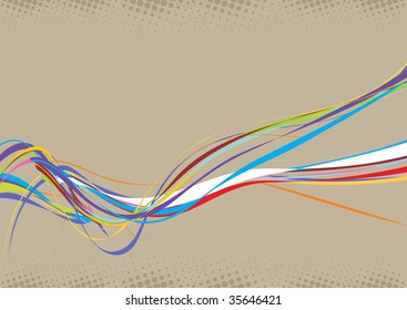 rainbow wave line background with halftone