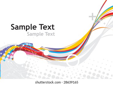 rainbow wave line with retro halftone background