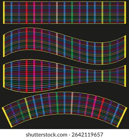 Rainbow wave lines. Curved stripe pattern. Colorful flowing bands. Vector graphic illustration.