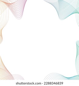 Rainbow wave lines frame on the white background. Vector illustration.