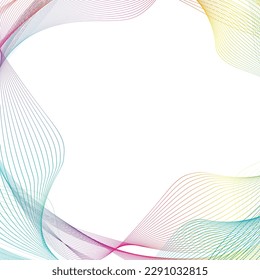 Líneas de onda arcoiris enmarcadas en el fondo blanco. Ilustración vectorial.