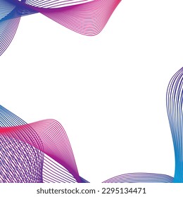 Rainbow wave lines frame on the white background. Vector illustration.