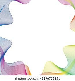 Líneas de onda arcoiris enmarcadas en el fondo blanco. Ilustración vectorial.