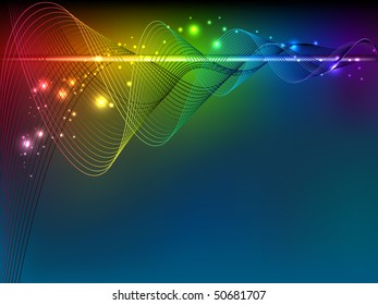 Rainbow  wave lines with splashes