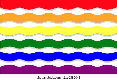 Rainbow wave on white background with shadow. Flag and symbol for LGBTQ pride month