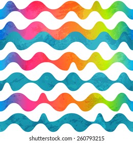 rainbow wave seamless pattern with grunge effect