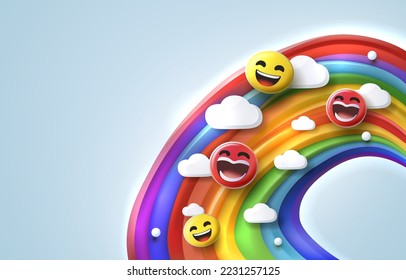 Rainbow wave in the sky social icon, art banner. Vector illustration