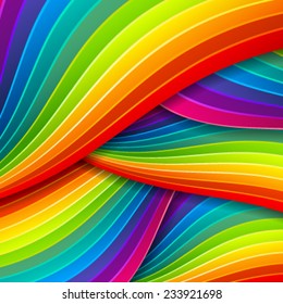 Rainbow waves. Creative abstract background for your design. Vector illustration