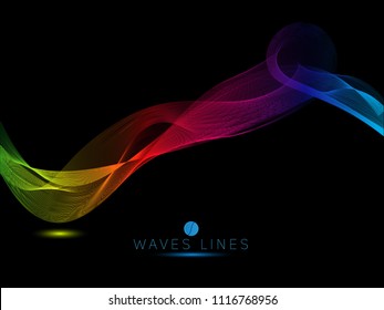 rainbow waves on black background colorful light line bright abstract