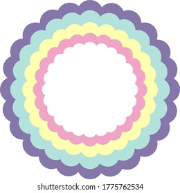 Marco de círculo ondulado arcoiris en ilustración de plantilla de color pastel