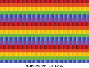 Rainbow wavy line stripes background.Geometric colorful square wave.Ribbon color set of LGBTQ+ pride month.