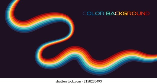 Rainbow wavy lines banner. Vector abstract colorful background.