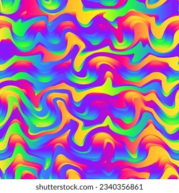 Rainbow wavy lines seamless pattern