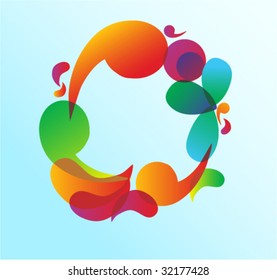rainbow wavy lines with swirls (vector)