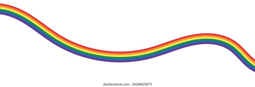 Rainbow wavy ribbon design element. LGBTQ Pride month flag. Rainbow color wave background template shape for banner, poster, flyer, brochure, booklet, cover. 