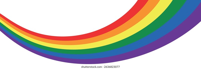 Rainbow wavy ribbon design element. LGBTQ Pride month flag. Rainbow color wave background template shape for banner, poster, flyer, brochure, booklet, cover. 