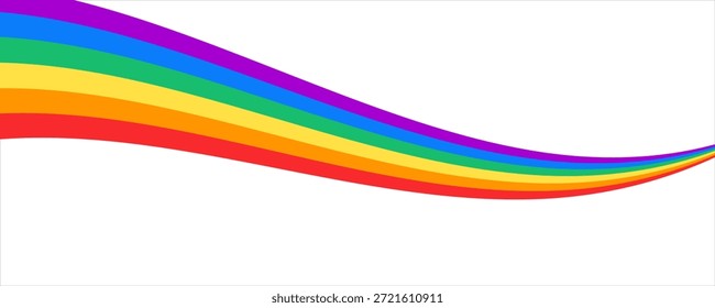 Elemento de diseño de cinta ondulada arco iris. Bandera del mes del orgullo LGBTQ. Forma de la Plantilla del fondo de la onda del color del arco iris para el Anuncio, cartel, volante, folleto, folleto, cubierta. telón de fondo de Ilustración vectorial 