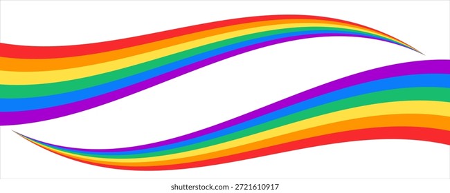 Elemento de diseño de cinta ondulada arco iris. Bandera del mes del orgullo LGBTQ. Forma de la Plantilla del fondo de la onda del color del arco iris para el Anuncio, cartel, volante, folleto, folleto, cubierta. telón de fondo de Ilustración vectorial 