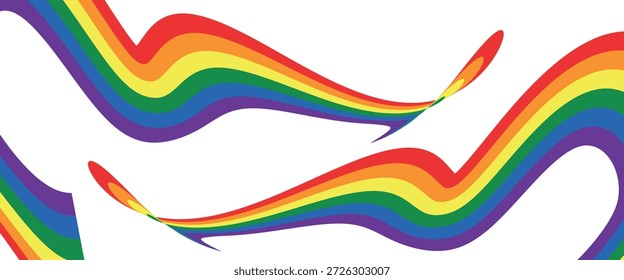 Elemento de diseño de cinta ondulada arco iris. Bandera del mes del orgullo LGBTQ. Forma de la Plantilla del fondo de la onda del color del arco iris para el Anuncio, cartel, volante, folleto, folleto, cubierta. 