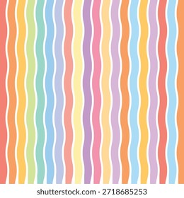 Rainbow Wavy Vertical Stripes Seamless Vector Pattern Background