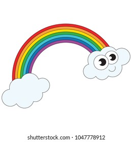 Rainbow Weather Funny Smiling Happy Cartoon Stock Vector (Royalty Free ...