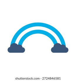 Rainbow weather icon blue flat vector design sky arc symbol nature colorful summer spectrum graphic element sign