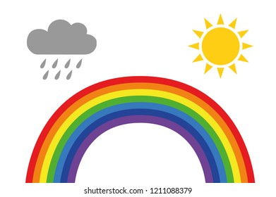 rainbow weather icon with rain cloud and sun isolated on white background vector illustration EPS10