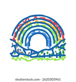 Regenboog Weer Natuurlijke Fenomenen Doodle Icoon Sketch Vector. Regenboog Weer Natuurlijke Fenomenen Teken. Geïsoleerde Symbool Illustratie