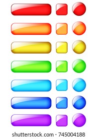 Rainbow web glossy buttons design vector set