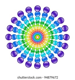 Rainbow wheel created from glass beads