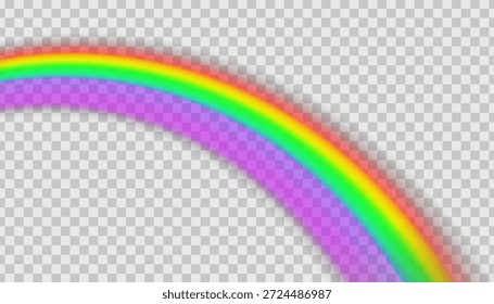 Arco iris con una nube blanca, aislado en un fondo transparente. Concepto de Clima lluvioso y tormentoso. Ilustración en formato PNG.