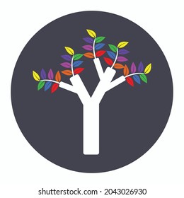 Rainbow white tree illustration vector isolated