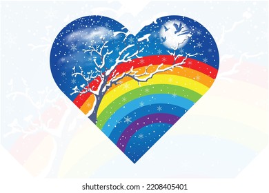 Rainbow winter graphic vector t-shirt design