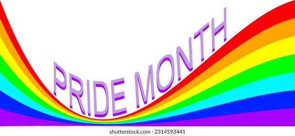 Rainbow with the words Pride Month in the center. Vector illustration.