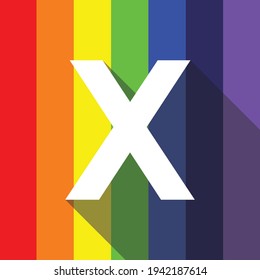 Rainbow 'X' alphabet letter logo icon. Modern line design. EPS 10.