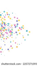 Rainbow Xmas Vector White Background Starry Texture. Blast Galaxy Dust Wallpaper. Confetti Vector White Background Border. Happy Light Sky Template.