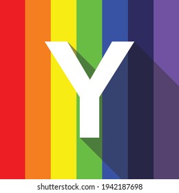 Rainbow 'Y' alphabet letter logo icon. Modern line design. EPS 10.
