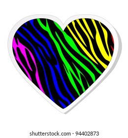 Rainbow Zebra Heart Sticker