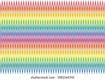 Rainbow zigzag lines on white background.Colorful abstract vector on LGBTQ+ pride month concept.