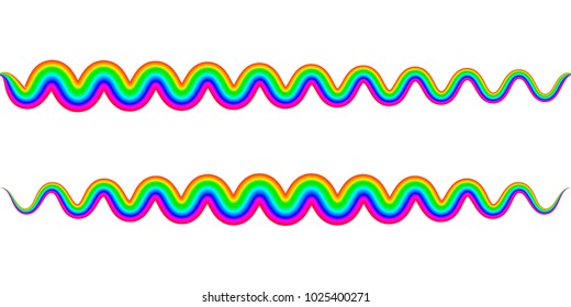 rainbow zigzag snake wave, wavy spring symbol, vector wavy rainbow sign of spring