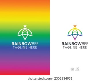 Rainbowbee logo design vector illustration