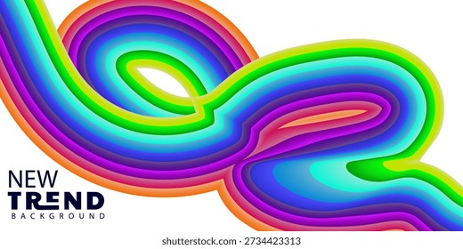 rainbowcolored abstract background design with swirling shapes and new trend text