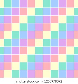 Rainbow-colored checkered seamless pattern. Vector background.